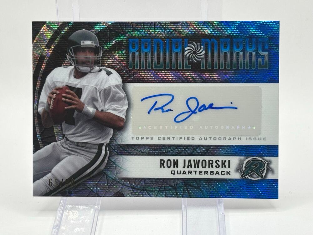 2024 Topps Resurgence Ron Jaworski Radial Marks Blue Surge Auto 66/99 SP Eagles